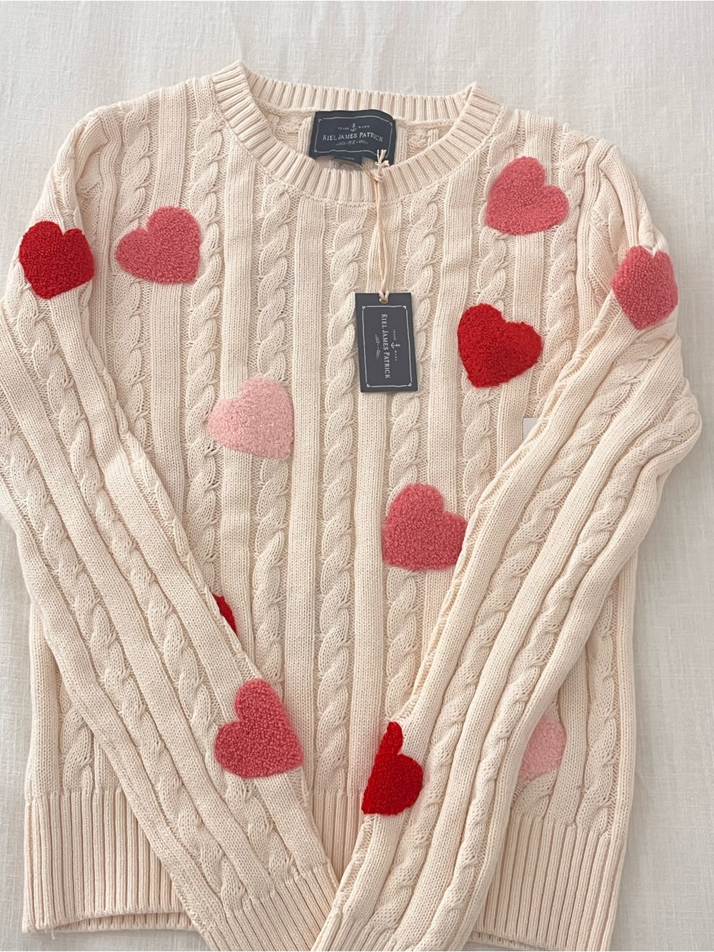NWT Kiel James Patrick Heart Cable Knit Sweater Size XS